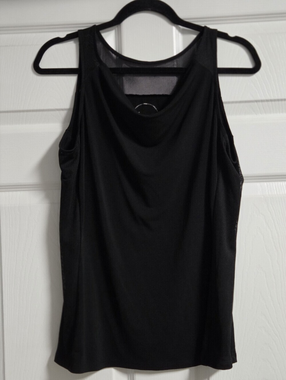 INC International Concepts Black Mesh-Back Tank Top Size L